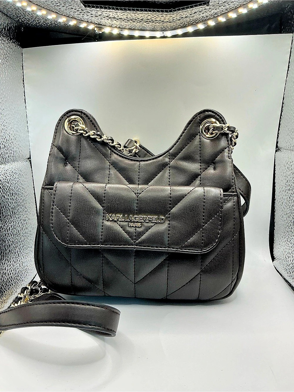 Karl Lagerfeld Quilted Shoulder Bag in Brown